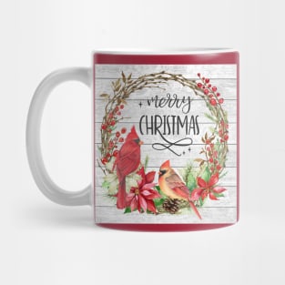 Cardinal Christmas Wreath A Mug